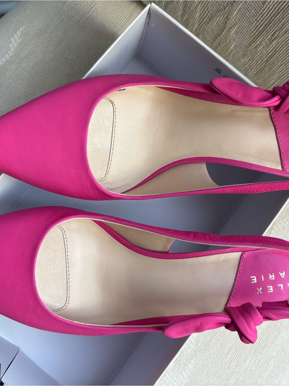 Alex Marie Fuchsia Pointed Kitten Heel Knot Slingback Pumps